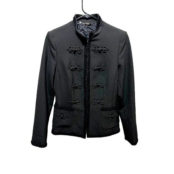 purple label by NVSCO women's blazer suit jacket black w braided accents sz 6 - Picture 1 of 10
